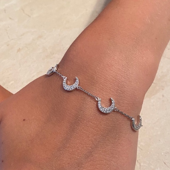 Sterling Silver RP CZ Crescent Bracelet - Picture 5 of 17